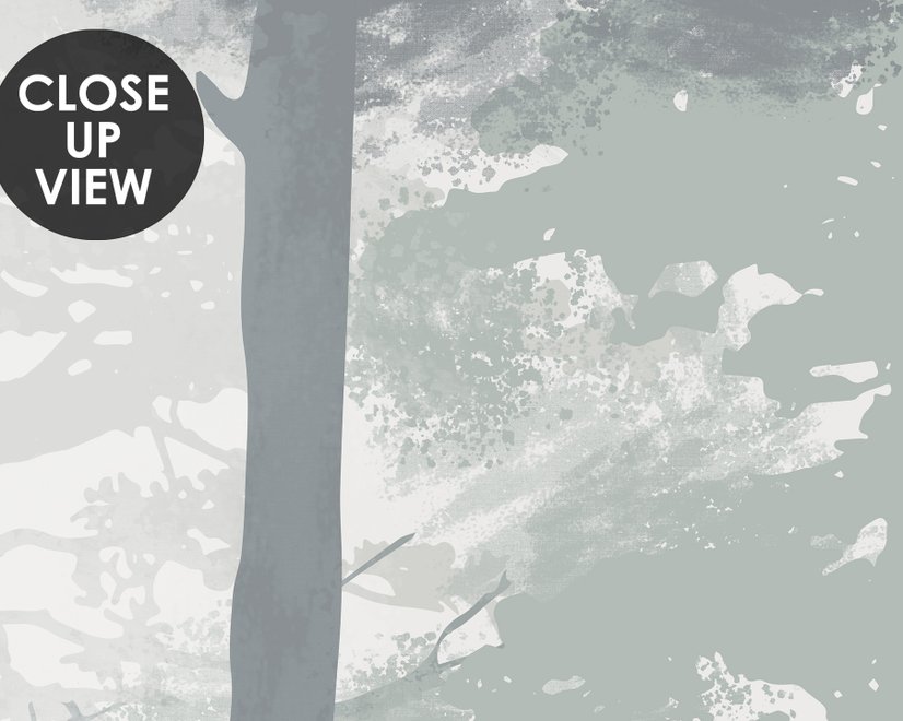 Monochrome Forest Silhouette Landscape Wallpaper Mural