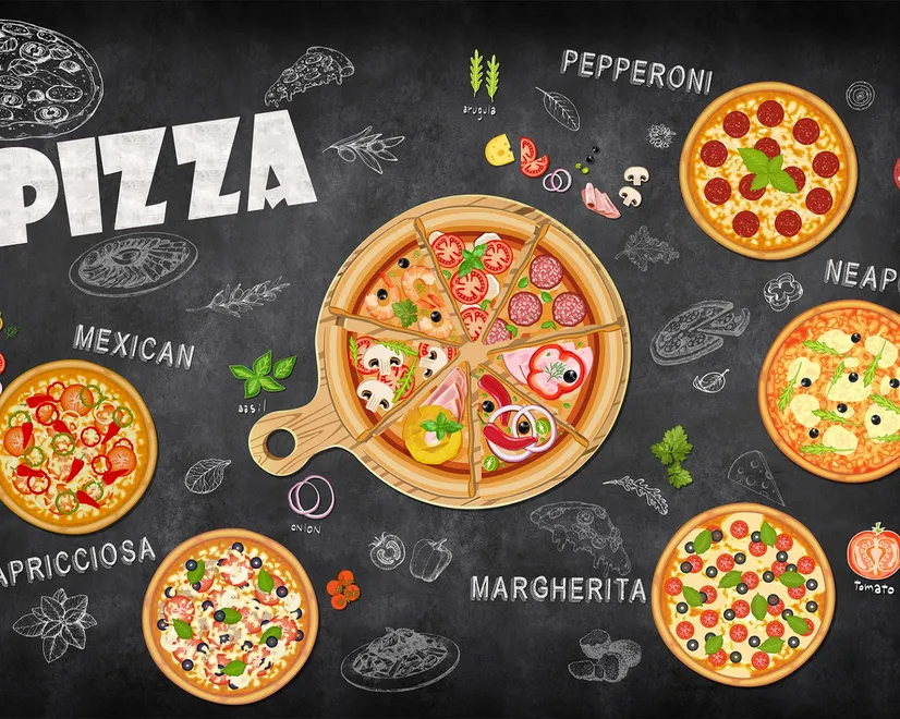 3D Look Italiano Pizza Wallpaper Mural