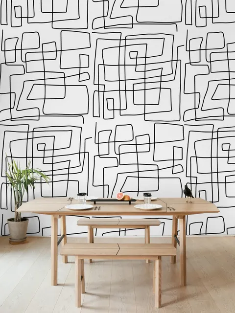 Papier peint panoramique géométrique minimaliste