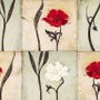Vintage Rot Weiße Blumen Fototapete