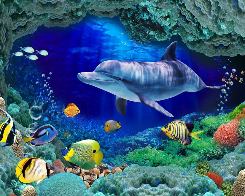 Undersea with Colorful Fish Wallpaper Mural