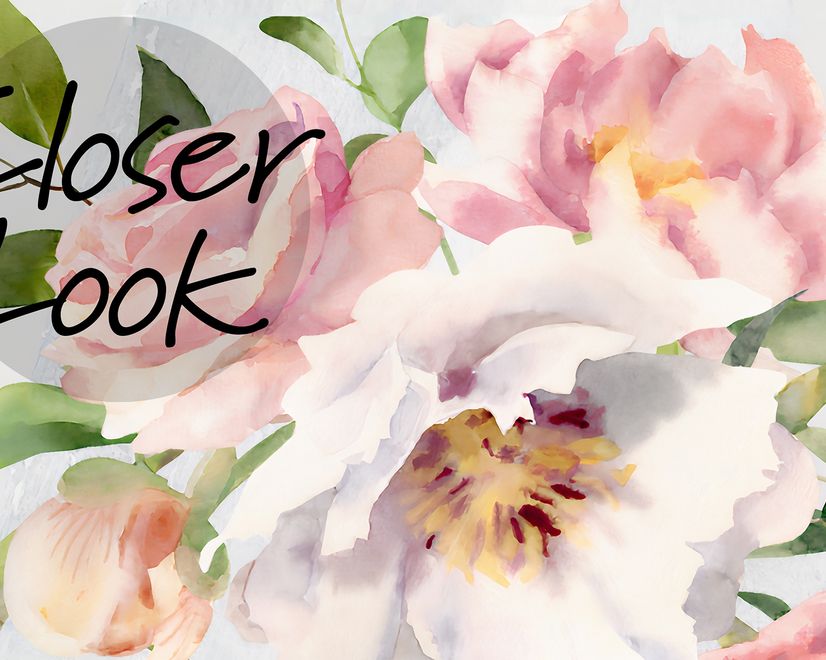 Watercolor White Pink Floral Bouquet Wallpaper Mural