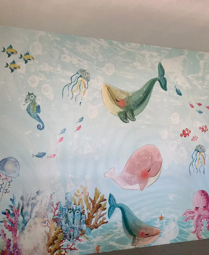Nursery Cute Sea Animals Wallpaper Mural