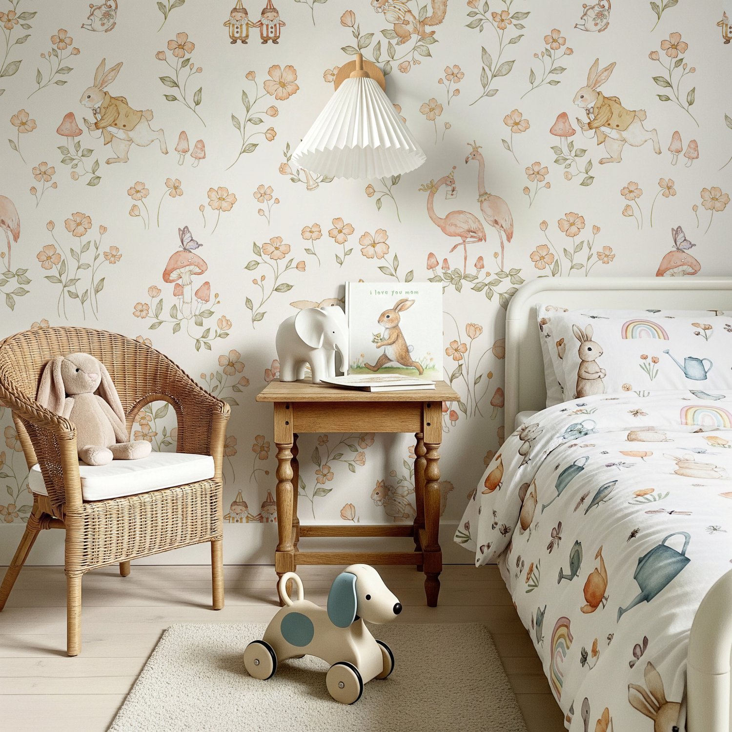 Kids Storybook Garden Animals Wallpaper Mural - Peel and Stick