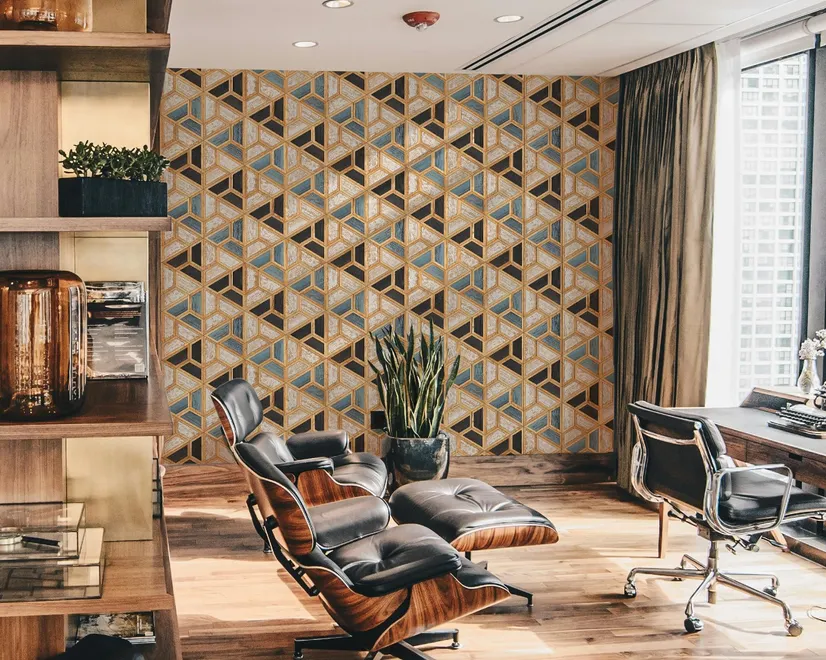 Geometric Shape Wood Look Texture Wallpaper Mural
