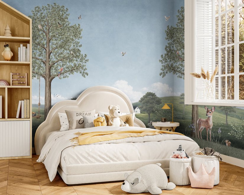 Kids Forest Animals Landscape Wallpaper Mural