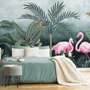 Pink Flamingo mit Vintage-Wald Fototapete