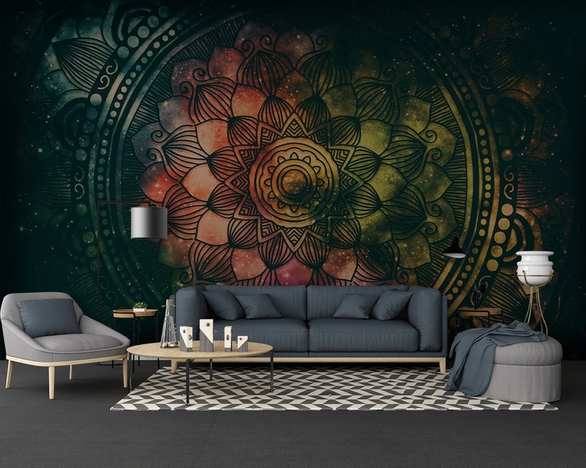 Dark Shining Mandala Wallpaper Mural