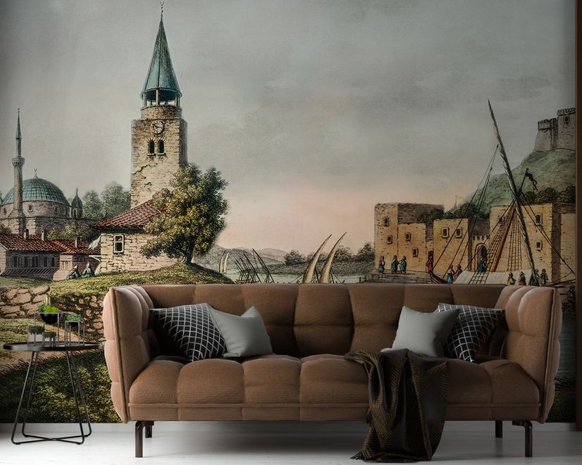 Historical City Wall on Seaside Wallpaper Mural