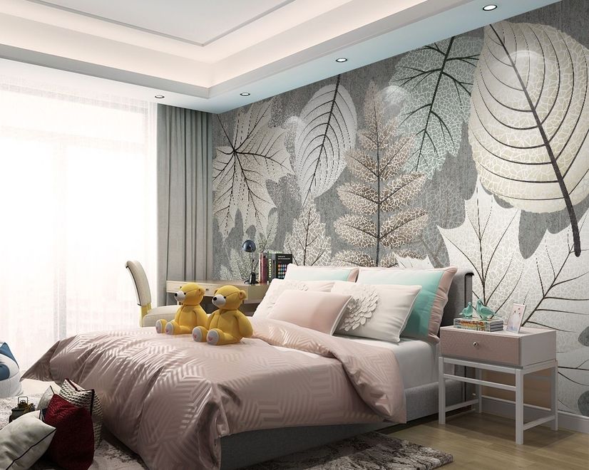 Scandinavian Style Unique Leaves Wallpaper Mural