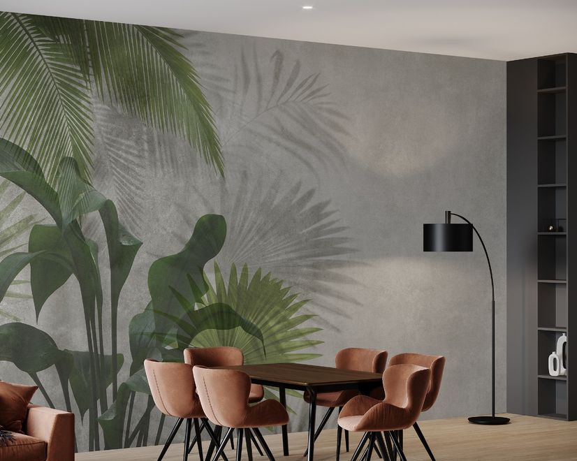 Tropical Green Palm Leaves Wallpaper Mural