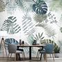 Retro Tropical Leaf Pattern Wallpaper Mural