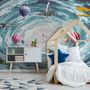 Hot Air Balloon and Airplanes on The Sky Wallpaper Mural
