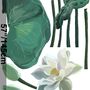 Watercolor White Lotus Floral and Leaves Wall Decal Sticker