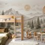 Nursery Neutral Pine Forest Mountain Scenery Wallpaper Mural