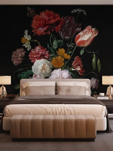 Dutch Florals Still Life Flowers in Vase Wallpaper Mural