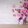 Papier peint panoramique fleuri rose pivoine