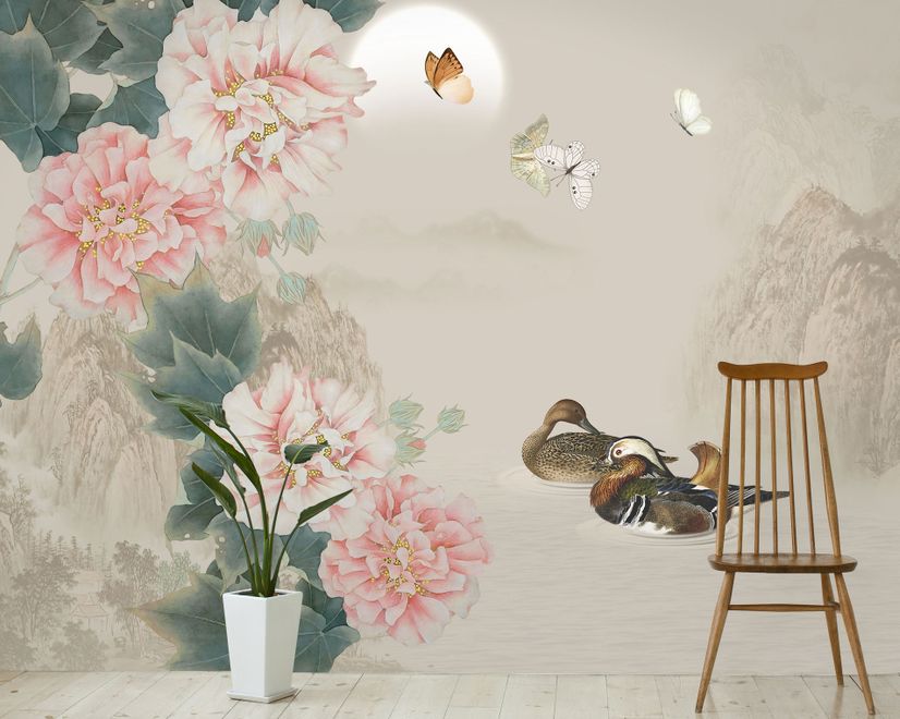 Nostalgic Peony Blossom Wallpaper Mural