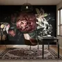 Dark Floral Bouquet with Red Peony and Lily Wallpaper Mural
