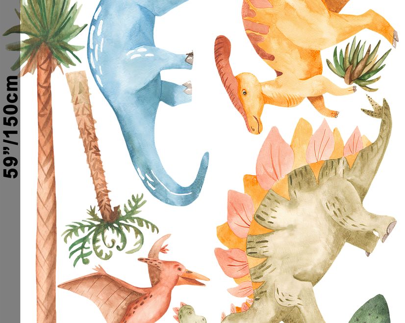 Watercolor Dinosaurs Wall Decal Sticker