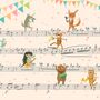 Papier peint animaux cartoon sur notes musique