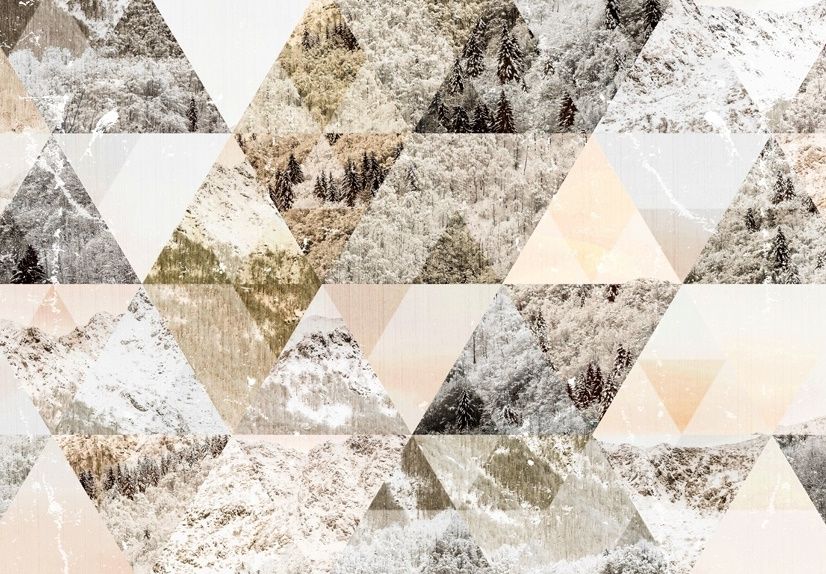 Geometric Trigon with Forest Pattern Wallpaper Mural