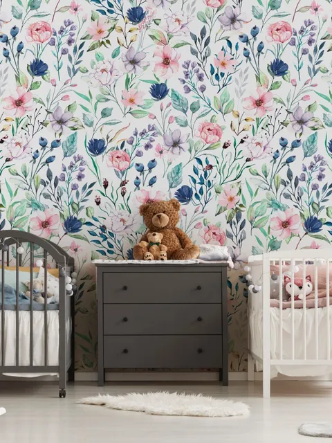 Watercolor Spring Floral Wallpaper Mural