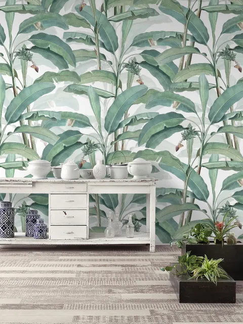 Watercolor Banana Leaf Wallpaper Mural