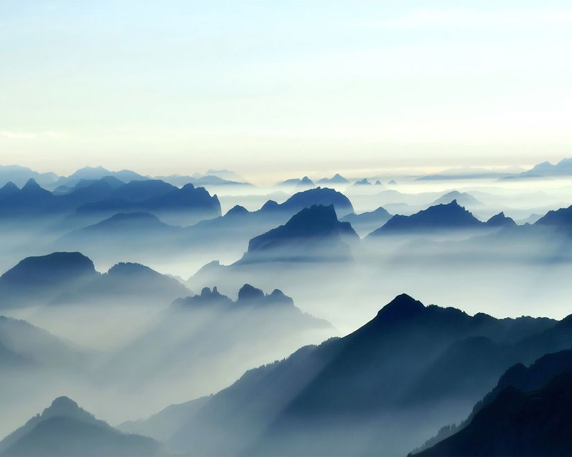 Misty Mountain Landscape Wallpaper Mural
