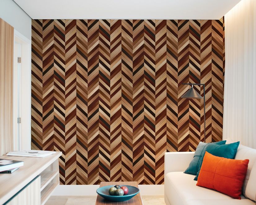 Geometric Chevron Shape Wood Effect Wallpaper Mural