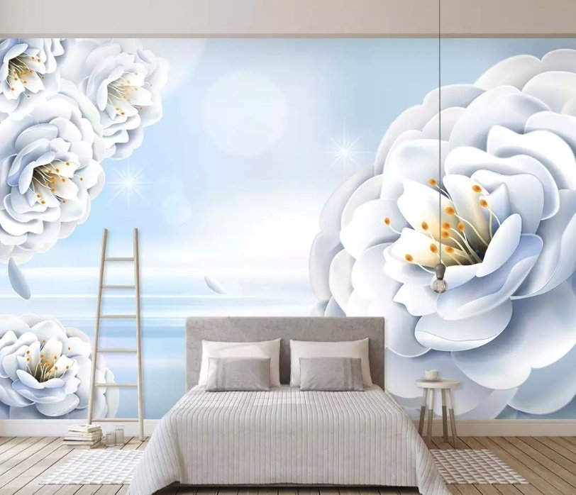Abstrakte Kunst Blumen Fototapete - Selbstklebende