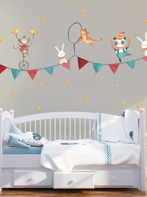 Kids Circus Safari Animals Wall Decal Sticker