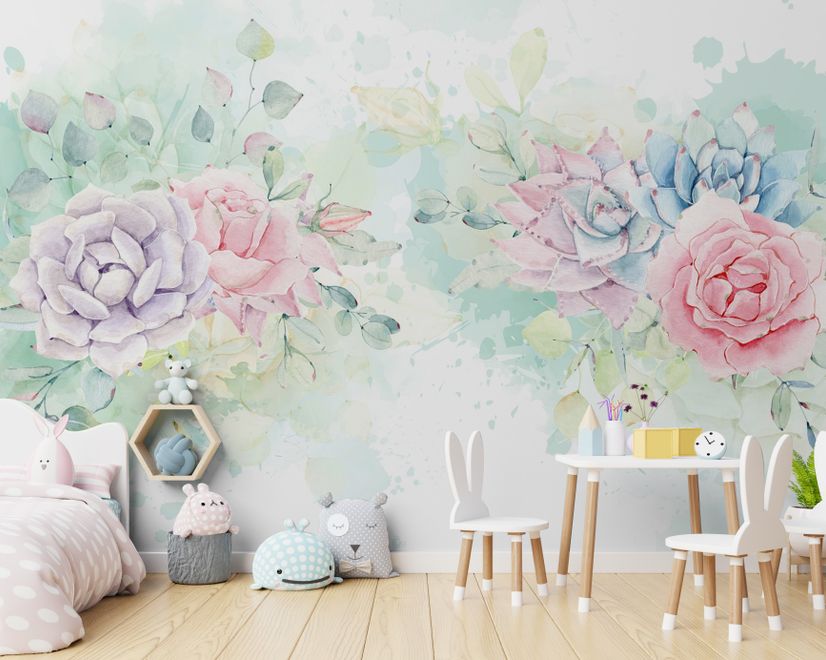 Aquarell Sanfte Blumen Fototapete