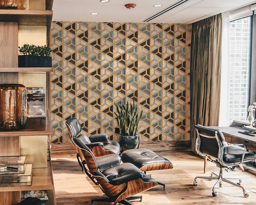 Geometric Shape Wood Look Texture Wallpaper Mural