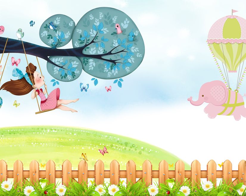 Little Child and Swing Wallpaper Mural