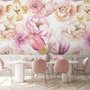 Papier peint panoramique floral rose pivoine