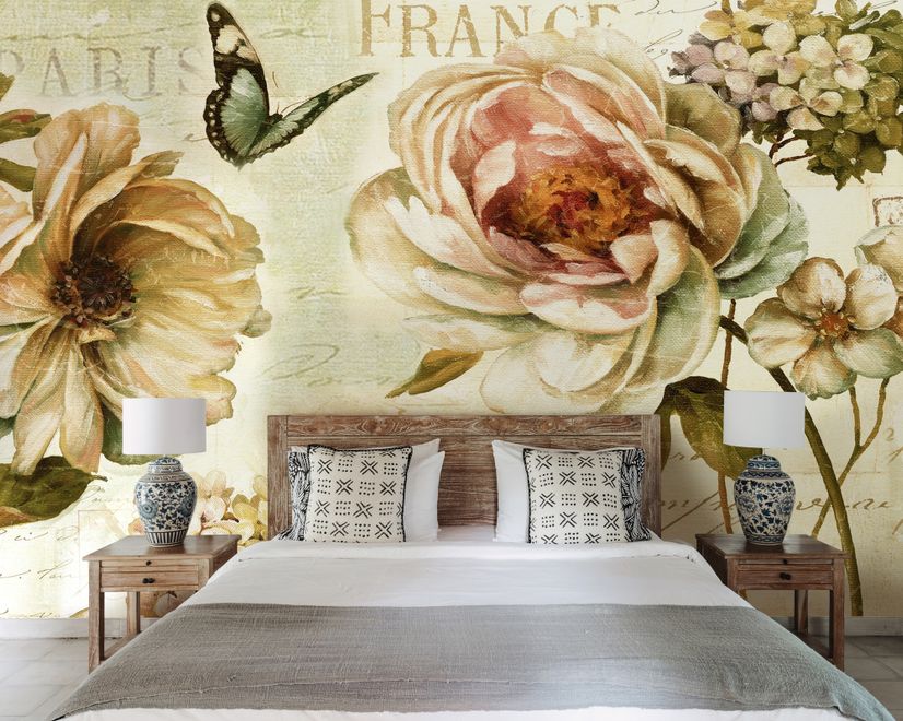Vintage Hydrangea Wallpaper Mural
