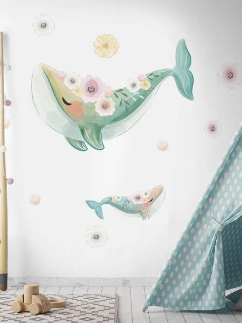 Kids Cute Whale Sea Animals Wall Decal Sticker