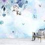 Blaue Lila Blumen mit Kleinem Schmetterling Fototapete
