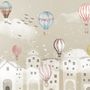 Kids Nursery Cartoon Winter and Little Hot Air Balloon Wallpaper Mural