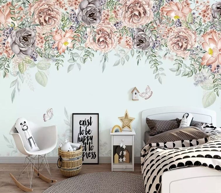 Nostalgic Dark Vine Flowers Wallpaper Mural