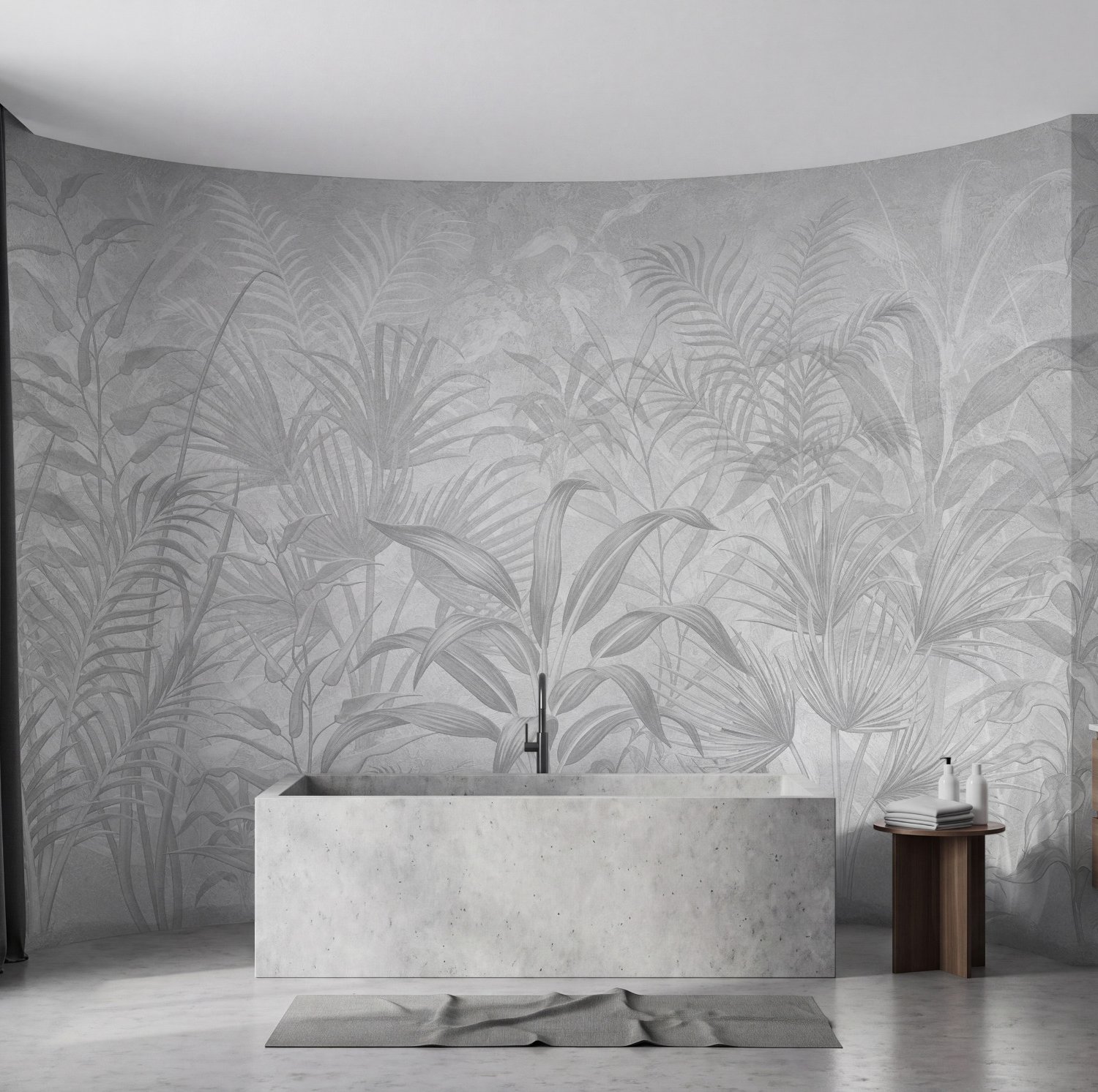 Monochrome Tropical Botanical Wallpaper Mural - Peel and Stick