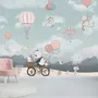 Kinder Fototapete: Süßer Panda auf Fahrrad mit Heißluftballon