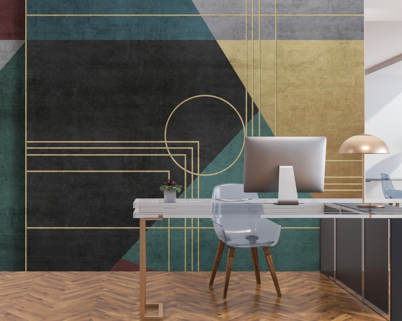 Colorful Geometric Grunge Art Wallpaper Mural