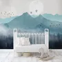 Misty Mountain Landscape with Moon Wallpaper Mural