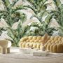 Watercolor Tropical Banana Leaf with Faux Gold Details Wallpaper Mural