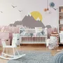 Kids Mountain Landscape with Trees Wallpaper Mural