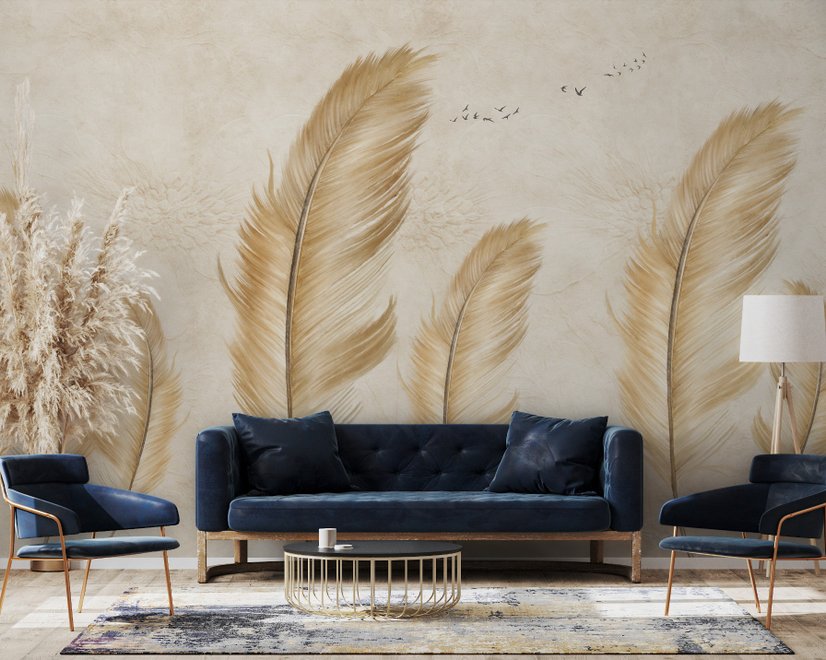 Brown Feather Wallpaper Mural