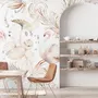 Soft Flamingo Art with Boho Tropical Leaf Wallpaper Mural