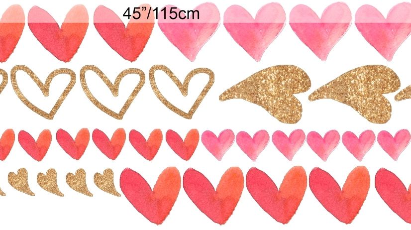Cute Watercolor Hearts Wall Decal Sticker